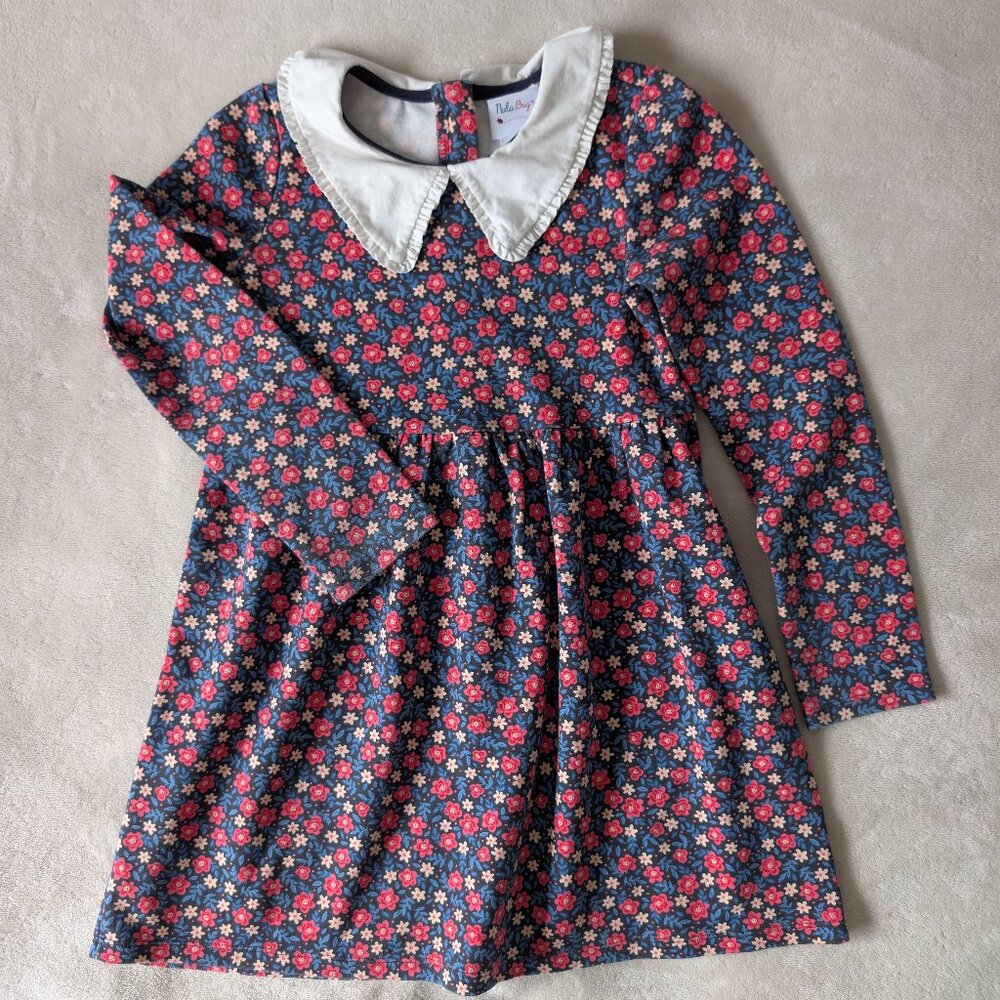 Collared long sleeve floral dress cotton